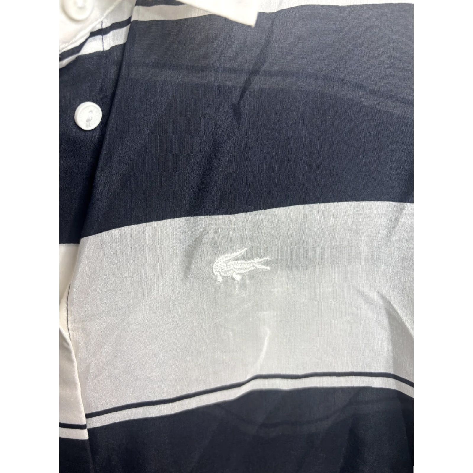 Lacoste Lacoste Shirt Mens Large Black White Striped Silk Blend Button Down CF1961 Size US XL / EU 56 / 4 - 4 Thumbnail