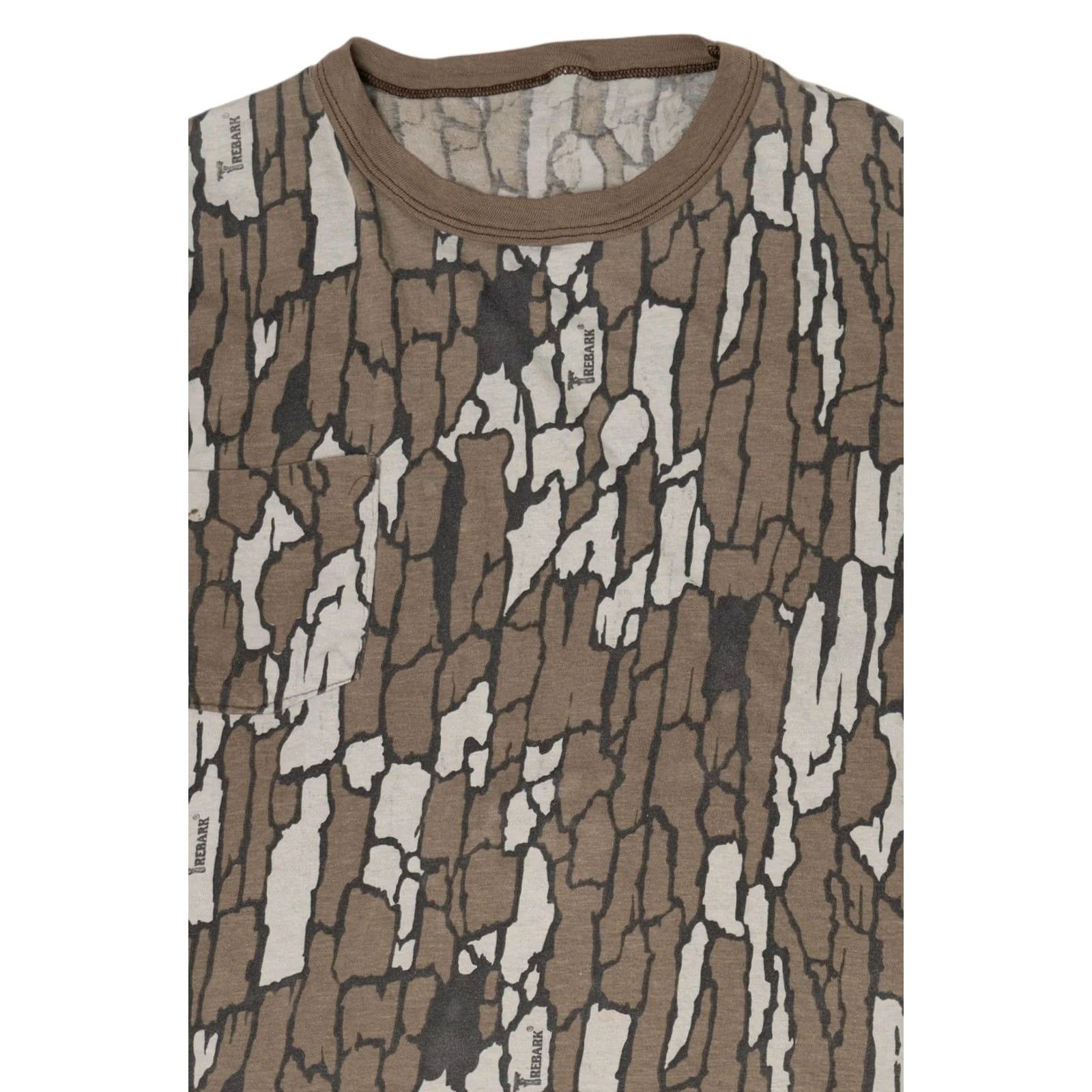 Bark VINTAGE Bark Camouflage T-Shirt Mens Medium Brown 1990s Short Sleeve Unisex Adults Size US M / EU 48-50 / 2 - 6 Thumbnail