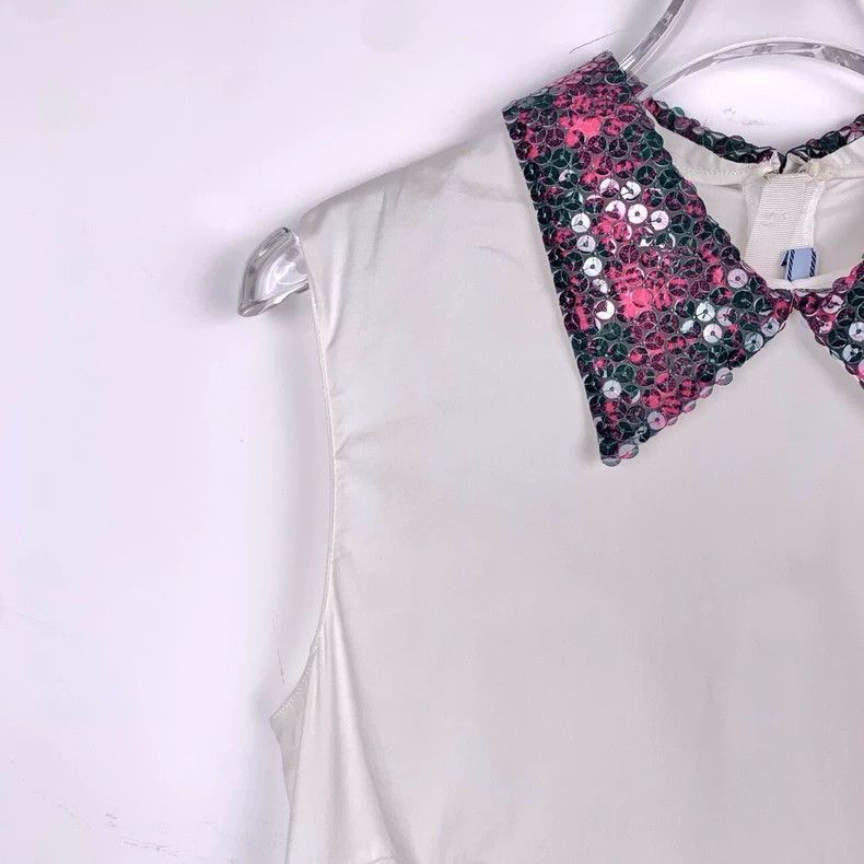 Prada Prada Sequin design collar white cotton sleeveless vest 250 Size XS / US 0-2 / IT 36-38 - 3 Thumbnail