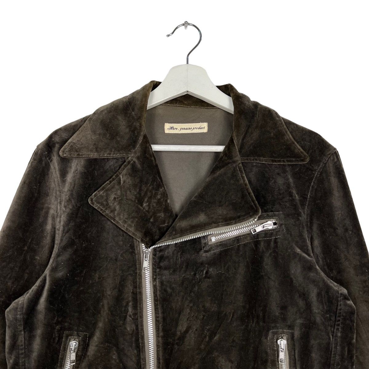 HARE HARE GENUINE PRODUCT VELVET DOUBLE COLAR MOTO RIDER JACKET Size US L / EU 52-54 / 3 - 4 Thumbnail