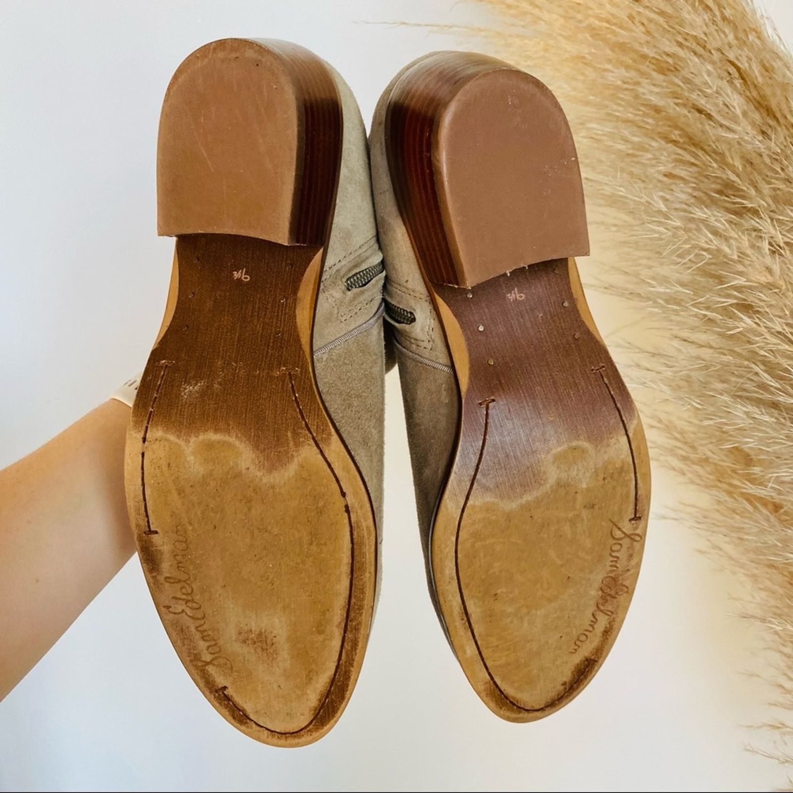 Nordstrom SAM EDELMAN Beige Tan Suede Leather Ankle Boot Booties Shoes Size US 9.5 / IT 39.5 - 5 Thumbnail