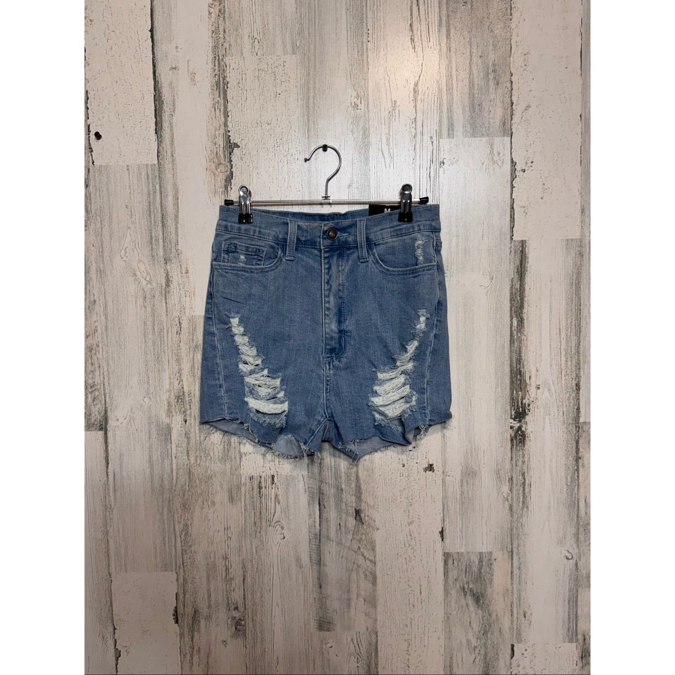 Other Fashion Nova Distressed Denim Shorts | High-Waisted Frayed Jean Shorts Size Medium Size 28" / US 6 / IT 42 - 1 Thumbnail