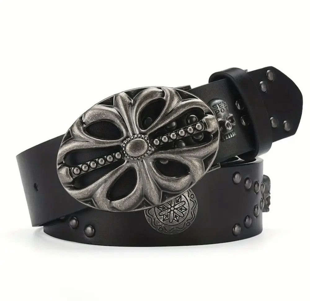 Jewelry Men's Belt Bohemian Style Belt Vintage Inlaid Skeleton Head Size ONE SIZE - 1 Thumbnail