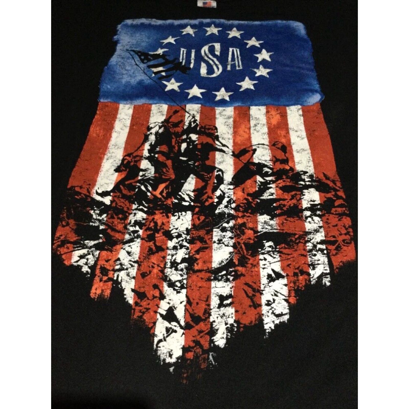 Vintage VINTAGE WWII Iwo Jima Patriotic Graphic Tee Black Short Sleeve T Shirt Large Mens Size US L / EU 52-54 / 3 - 2 Thumbnail