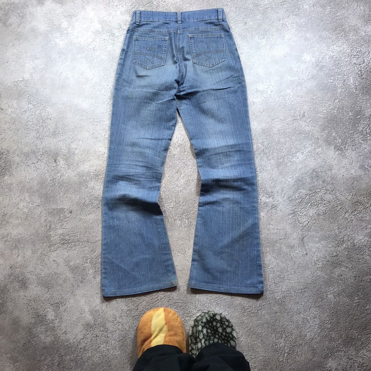 Vintage Vintage Y2K Distressed Flared Jeans Baggy Wide Leg Grunge 27 Size 27" / US 4 / IT 40 - 5 Thumbnail