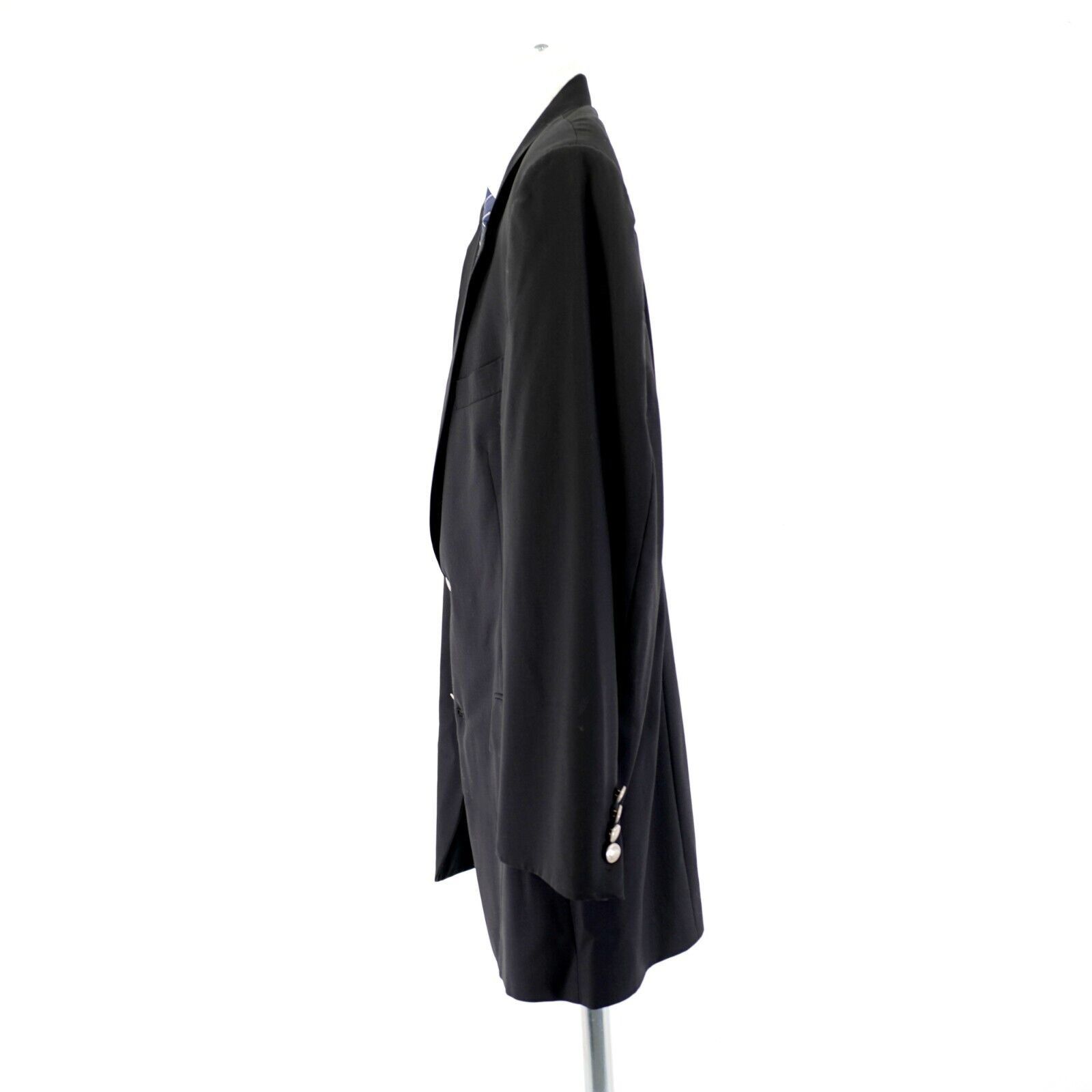 Hart Schaffner Marx DAMAGED Hart Schaffner Marx Black Wool 44R Blazer 2 Silver B Size 44R - 7 Thumbnail