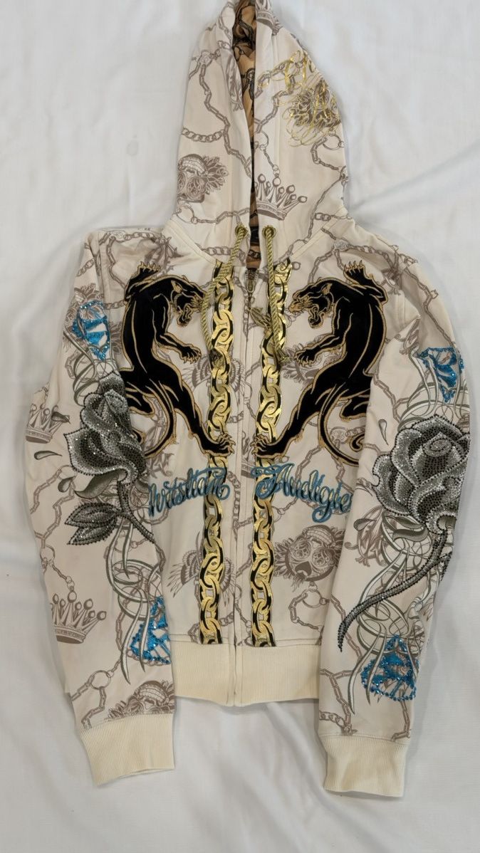 Christian Audigier Vintage Christian Audigier Rhinestone Zip Up Size S / US 4 / IT 40 - 1 Thumbnail