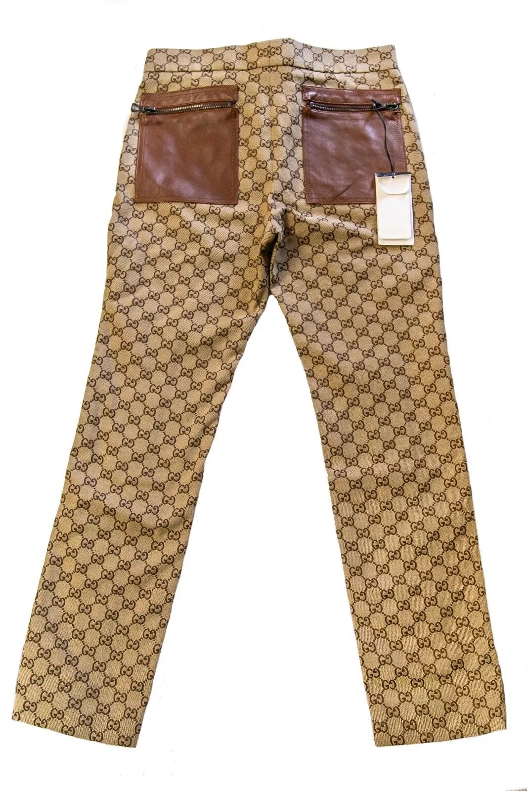 Gucci GUCCI GG Canvas Print Pants 46 size Zipper Leather Trim Size US 30 / EU 46 - 8 Thumbnail