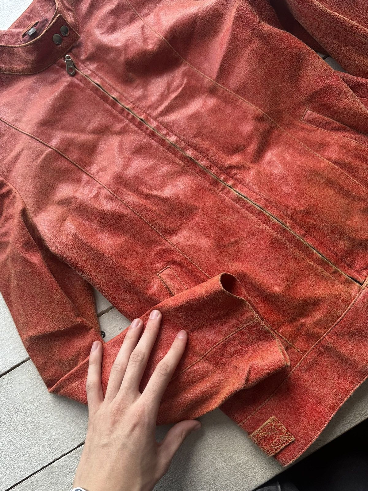 Other 🚨Y2K RICK OWENS TYPE DIRTY SLIM FIT ZIP LEATHER JACKET Size XS / US 0-2 / IT 36-38 - 8 Thumbnail