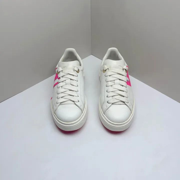 Louis Vuitton Louis Vuitton Time Out Leather Sneakers in White/Pink -2508 Size US 6 / IT 36 - 2 Thumbnail