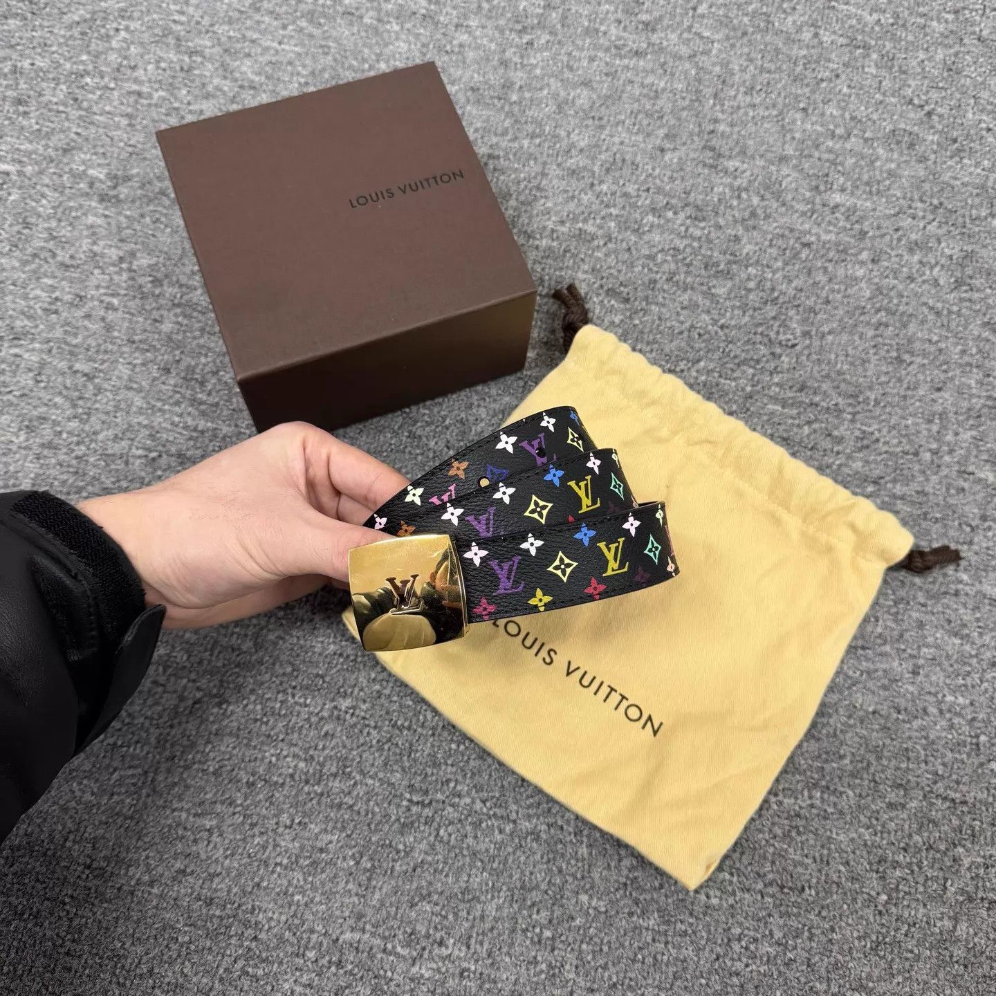 Louis Vuitton LV × Takashi Murakami Black Monogram Belt 99 New 32/80 Size ONE SIZE - 1 Thumbnail