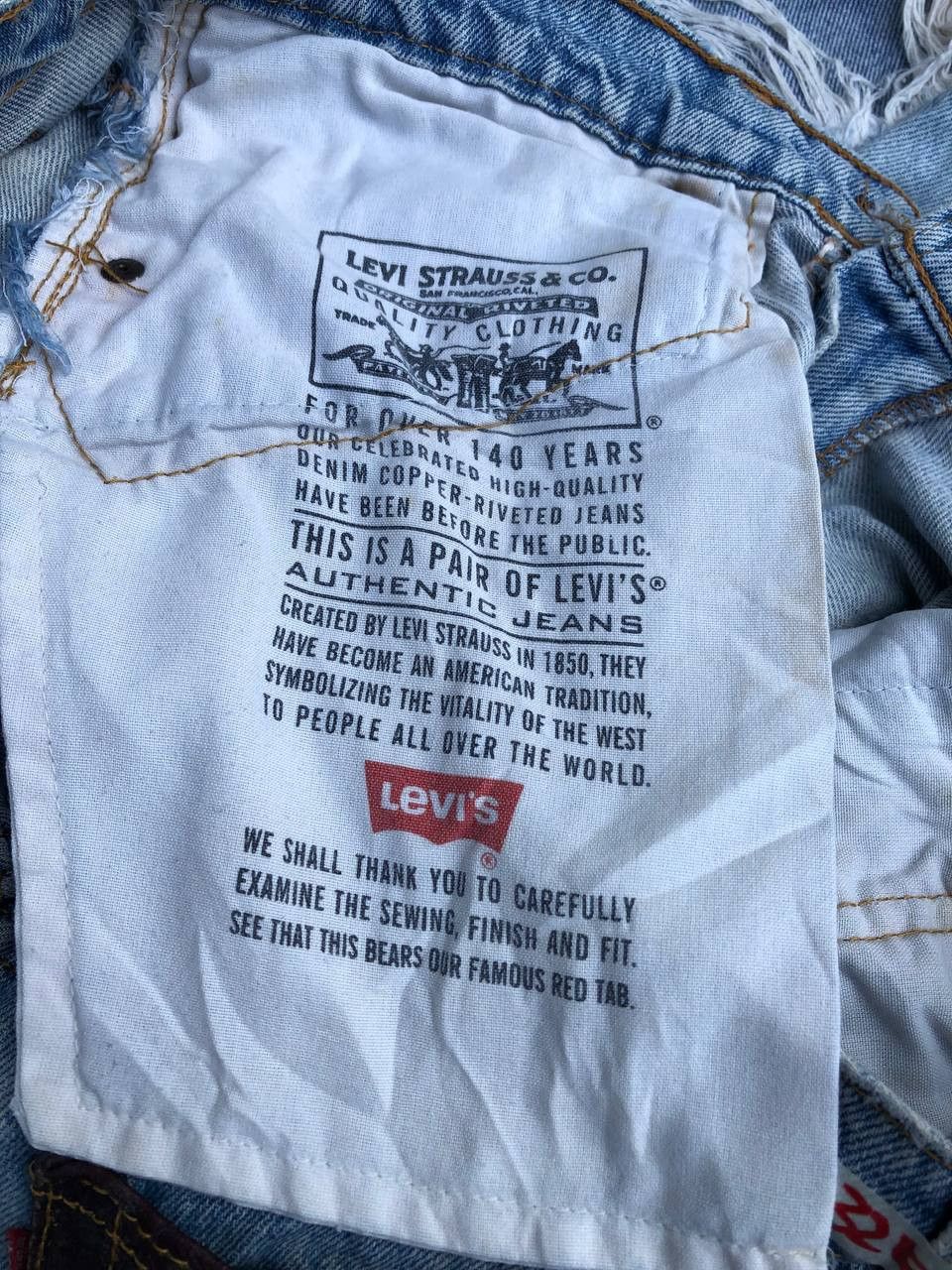 Levi's Vintage Thrashed Levi's Leather Pocket Ripped Jeans Size US 33 - 9 Thumbnail