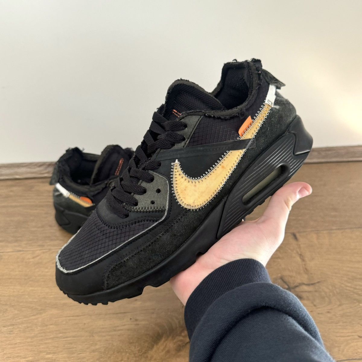 OFF-WHITE × NIKE AIR MAX 90 BLACK & DESERT ORE 25〜30㎝ Nike Air Max 90 x OFF-WHITE Black 2019 for Sale