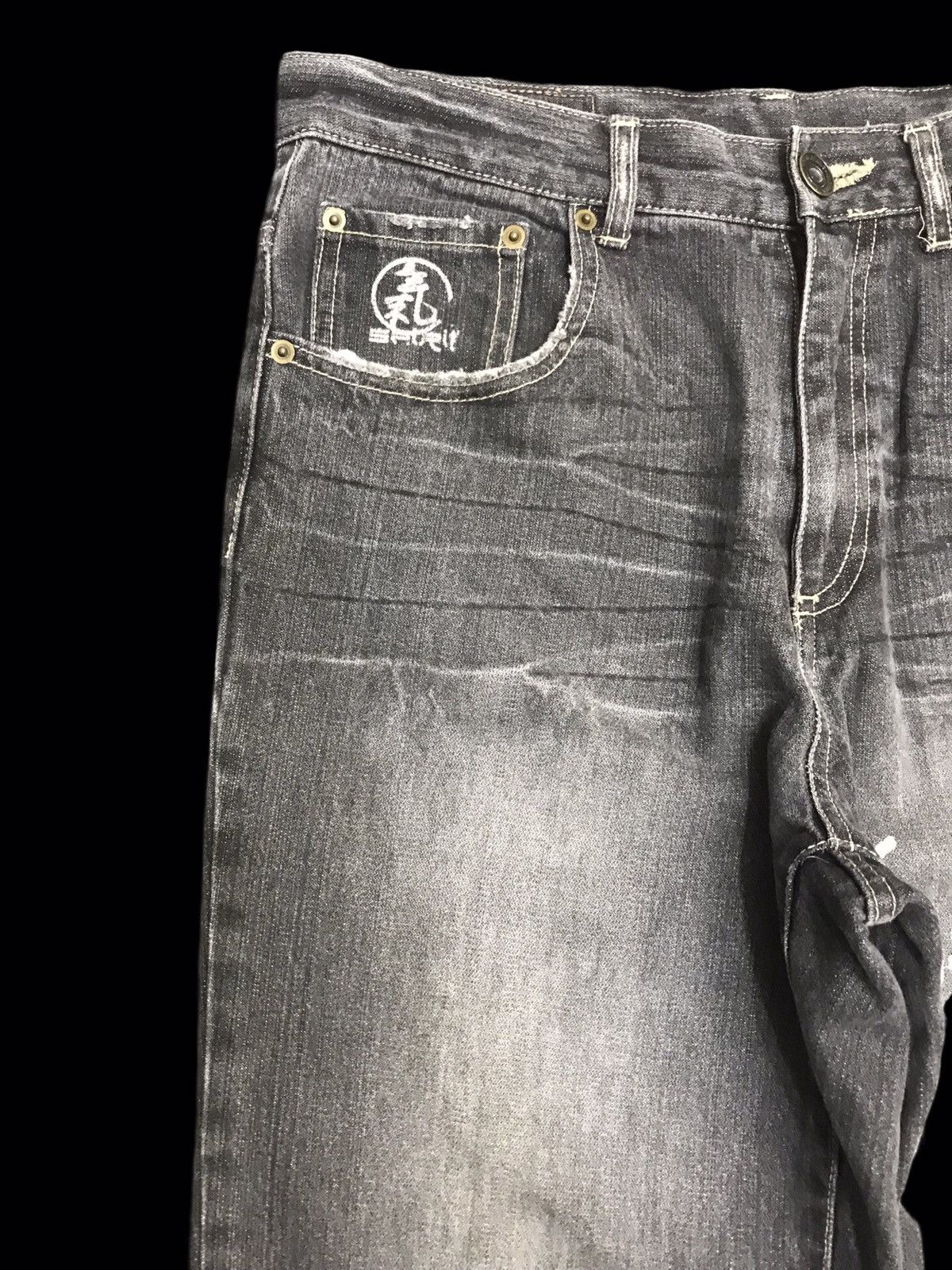 Japanese Brand 💥ART💥Very Rare Mural Print Black Wash Denim F77 Size US 31 - 4 Thumbnail