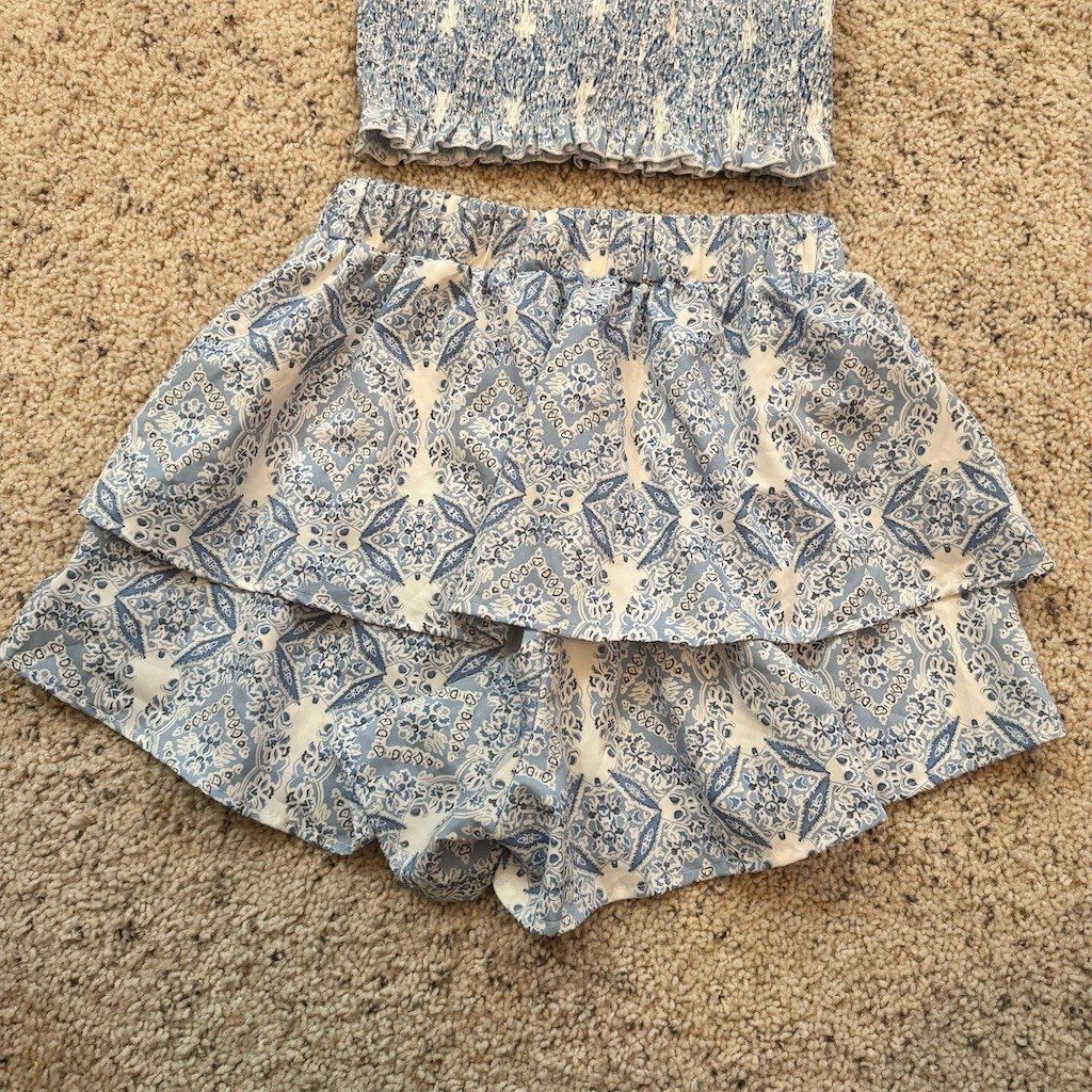 Shein SHEIN 2-Piece Set Womens Size S Blue Tile Print Bandeau Top Size S / US 4 / IT 40 - 5 Thumbnail