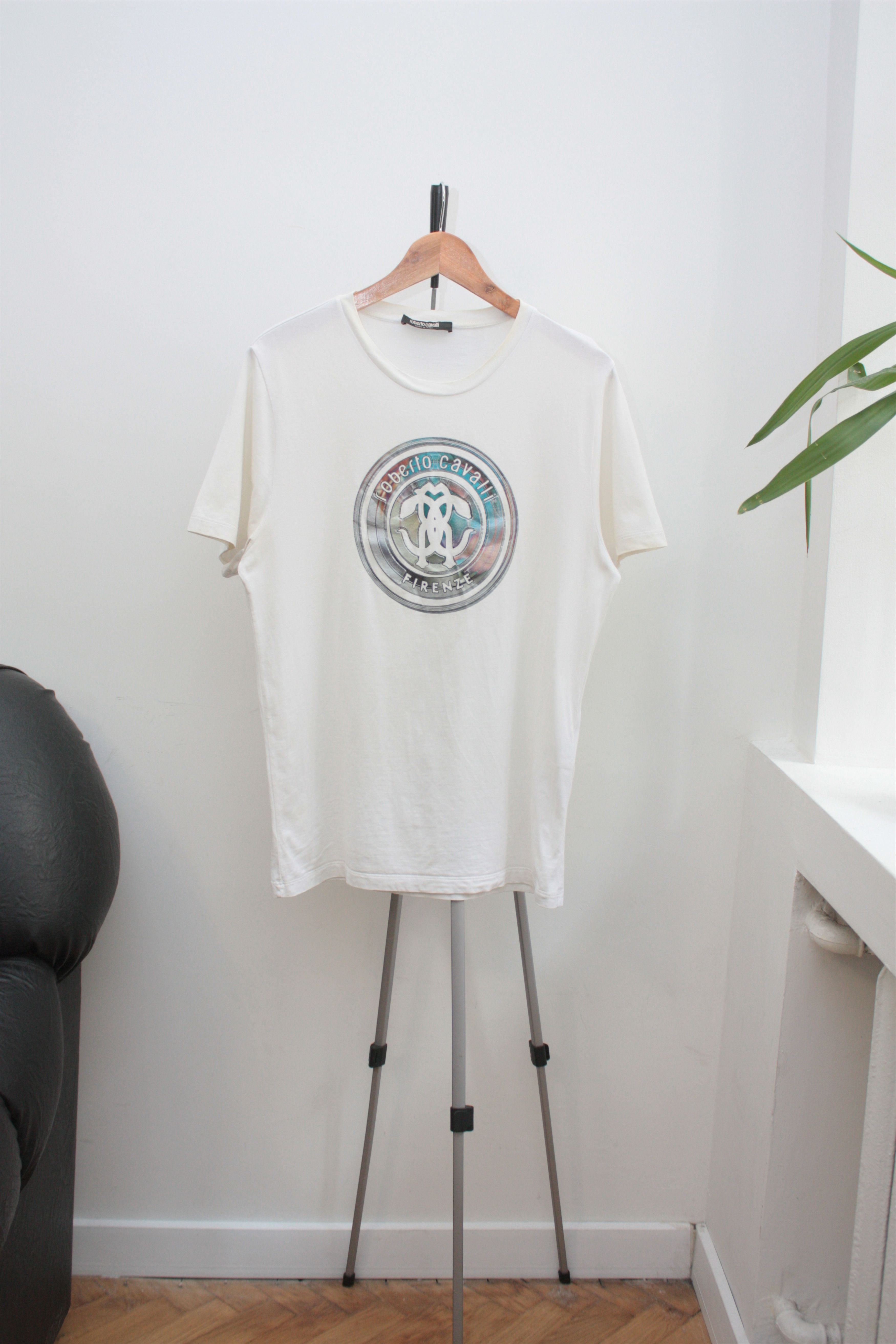 Roberto Cavalli Roberto Cavalli White T-Shirt Men's Large Slim Fit Size US L / EU 52-54 / 3 - 2 Thumbnail