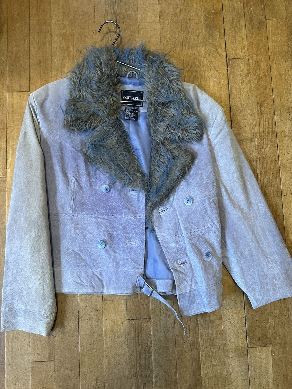 Vintage Outbrook Jacket w Blue Fur Size L / US 10 / IT 46 - 1 Thumbnail