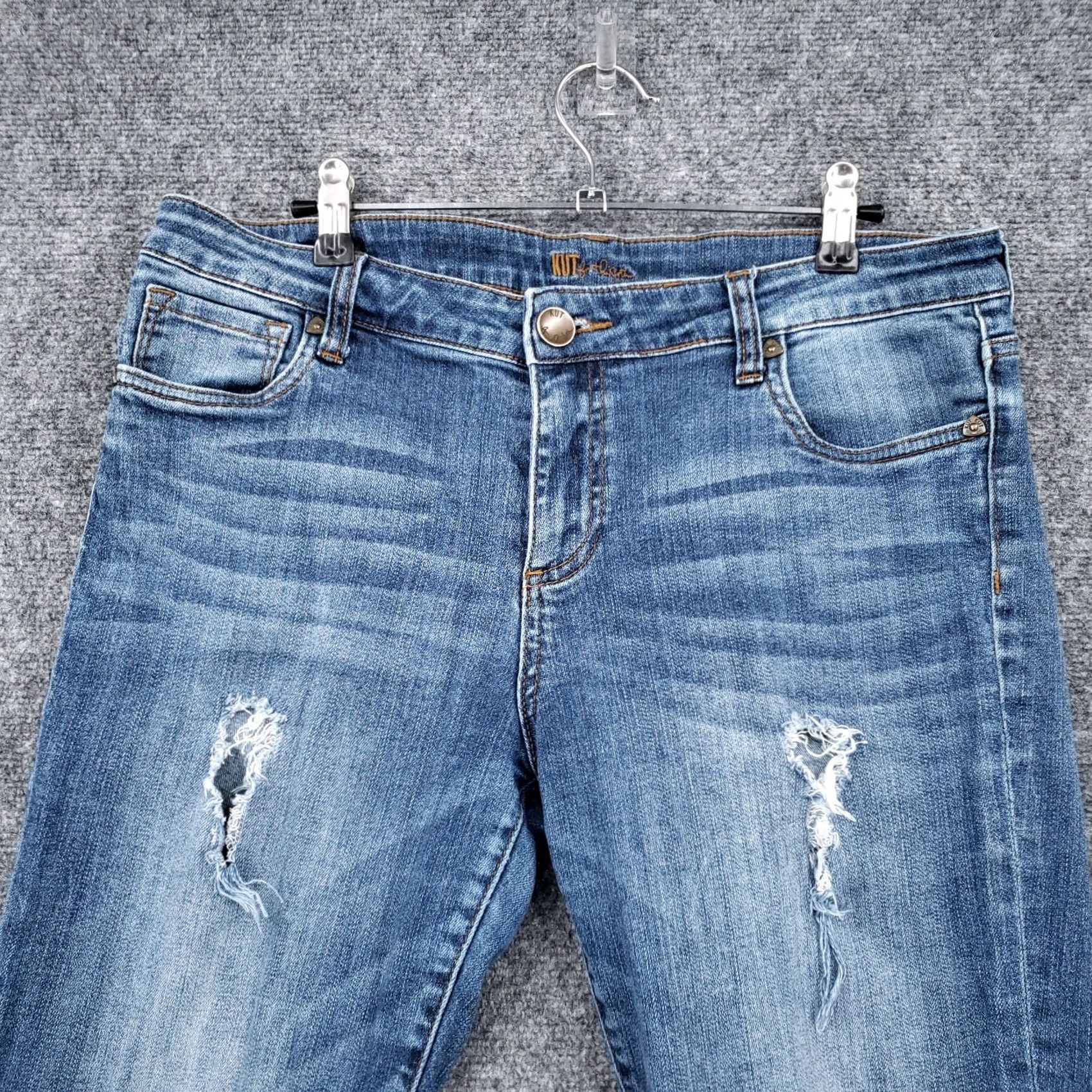 Vintage KUT from the Kloth Jeans Womens 10 Blue Straight Ankle Mid Rise Distressed Denim Size 32" / US 10 / IT 46 - 3 Thumbnail