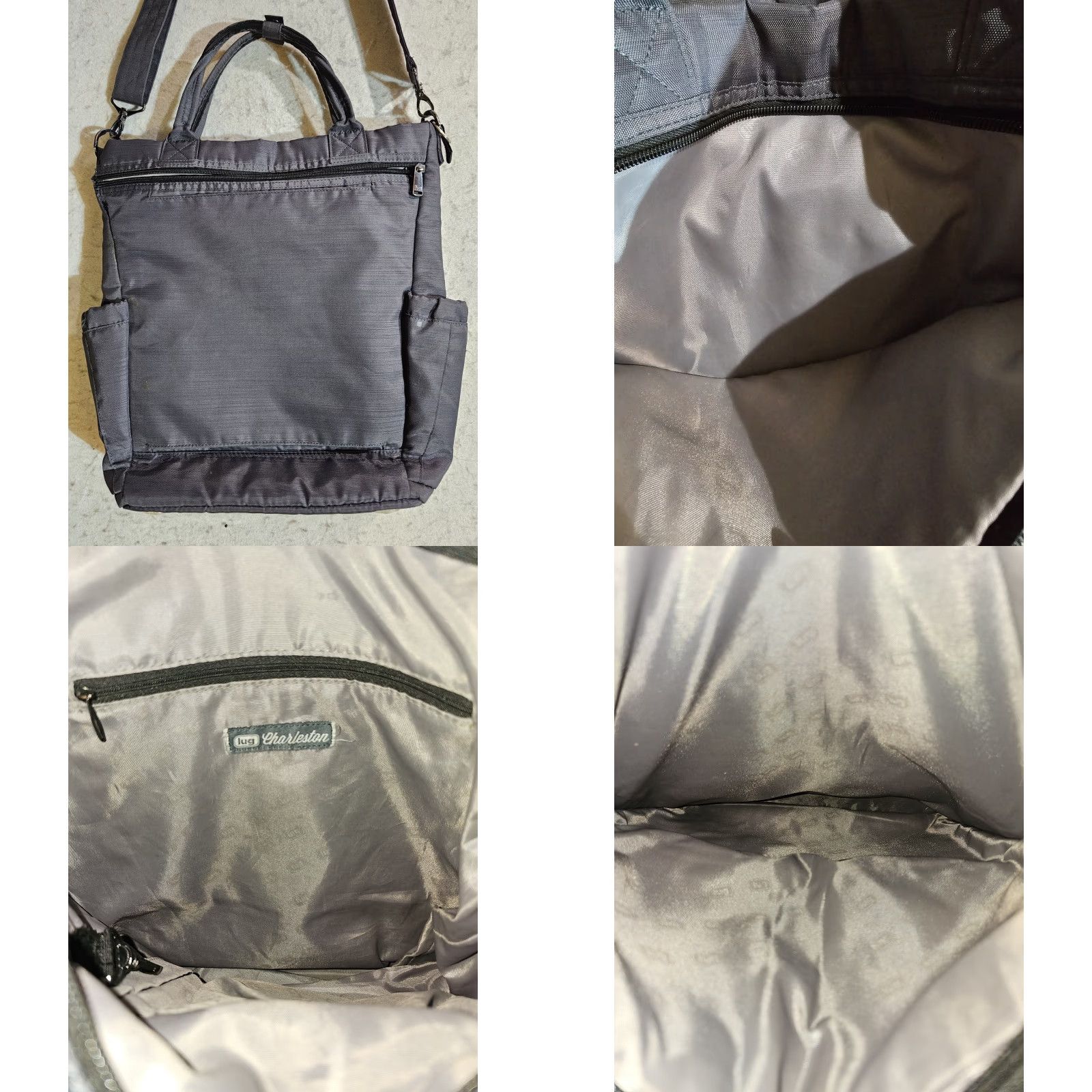 Vintage Lug Charleston Travel Tote Gray Zip Pocket Large Nylon Quilted Bag Women's Size ONE SIZE - 8 Thumbnail