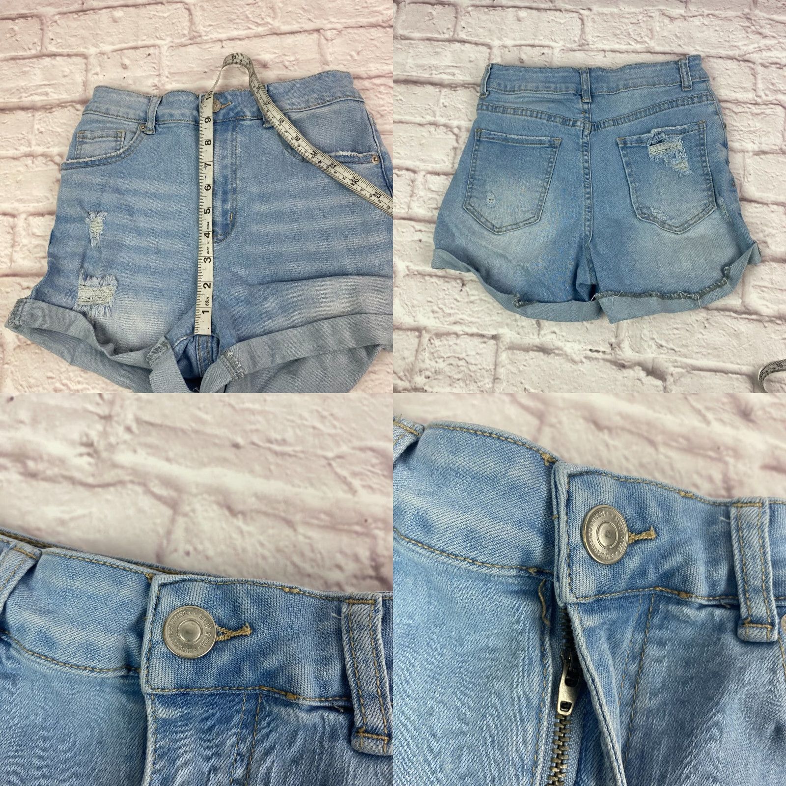 Denime WAX Jean Shorts Denim Teens Size M Mid Rise Distressed Light Wash Blue Size 32" / US 10 / IT 46 - 8 Thumbnail