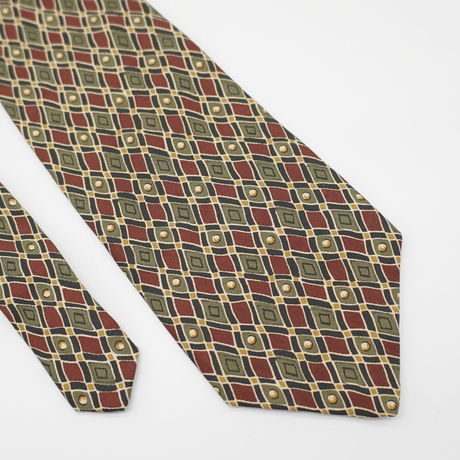 Robert Talbott Robert Talbott Reddish Brown Green Geometric Print Wide Silk Size ONE SIZE - 1 Thumbnail