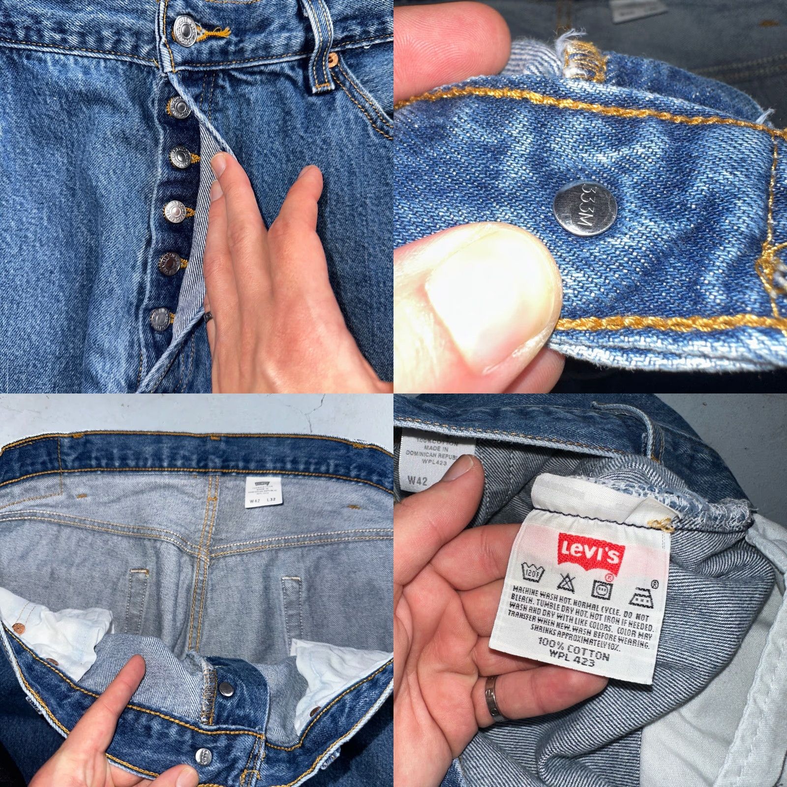 Levi's Levi's 501 Vintage Jeans Straight Denim Blue 42x32 Regular Men 90s Distressed Mid Rise 42 32 S Mid Blue Jeans Mens Levi's 501 Series 501 Size US 42 / EU 58 - 8 Thumbnail