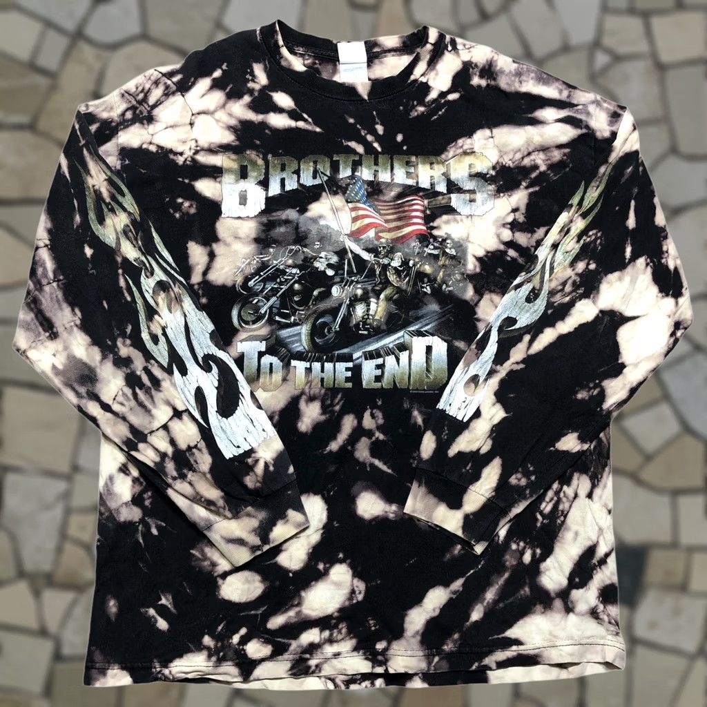 Vintage Vtg Alstyle Apparel & Activewear Brothers to the End Motorcycle Tie Dye Acid Wash 2007 Shirt Mens XL Black 100% Cotton Knit T-Shirt 90s Biker Mens XL Size US XL / EU 56 / 4 - 1 Thumbnail