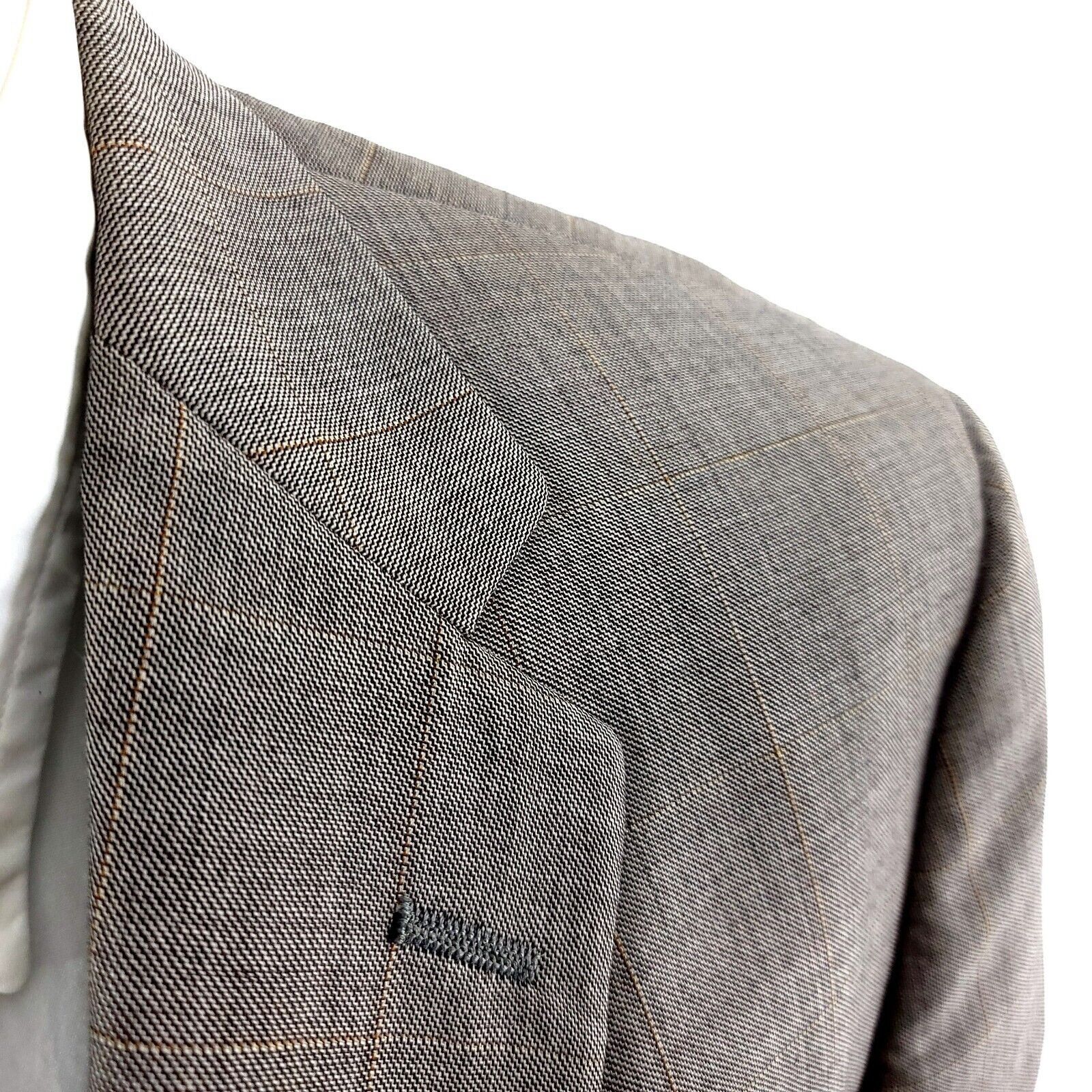 Hart Schaffner Marx DAMAGED Hart Schaffner Marx Gold Trumpeter Wool 3 Button Bla Size 40R - 2 Thumbnail