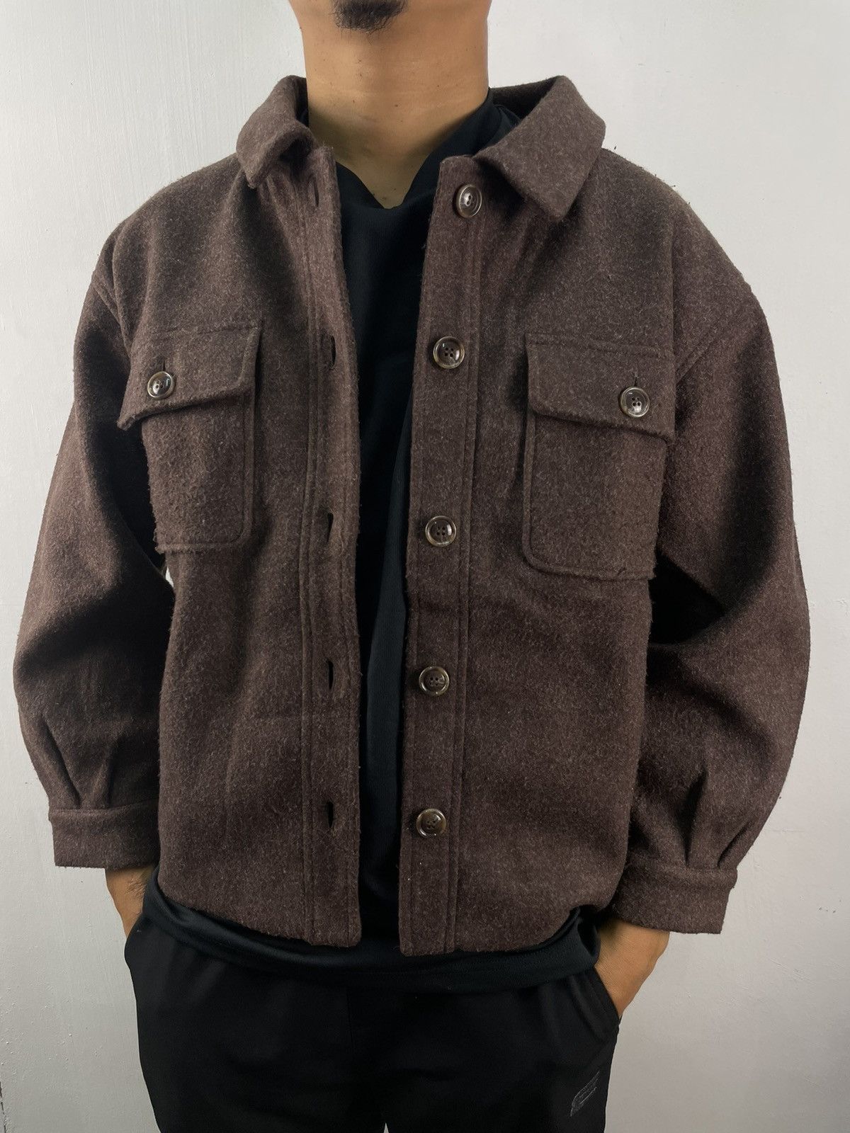 Japanese Brand Majestic Legon Brown Wool Shirt Double Pocket Jacket Size US M / EU 48-50 / 2 - 1 Thumbnail