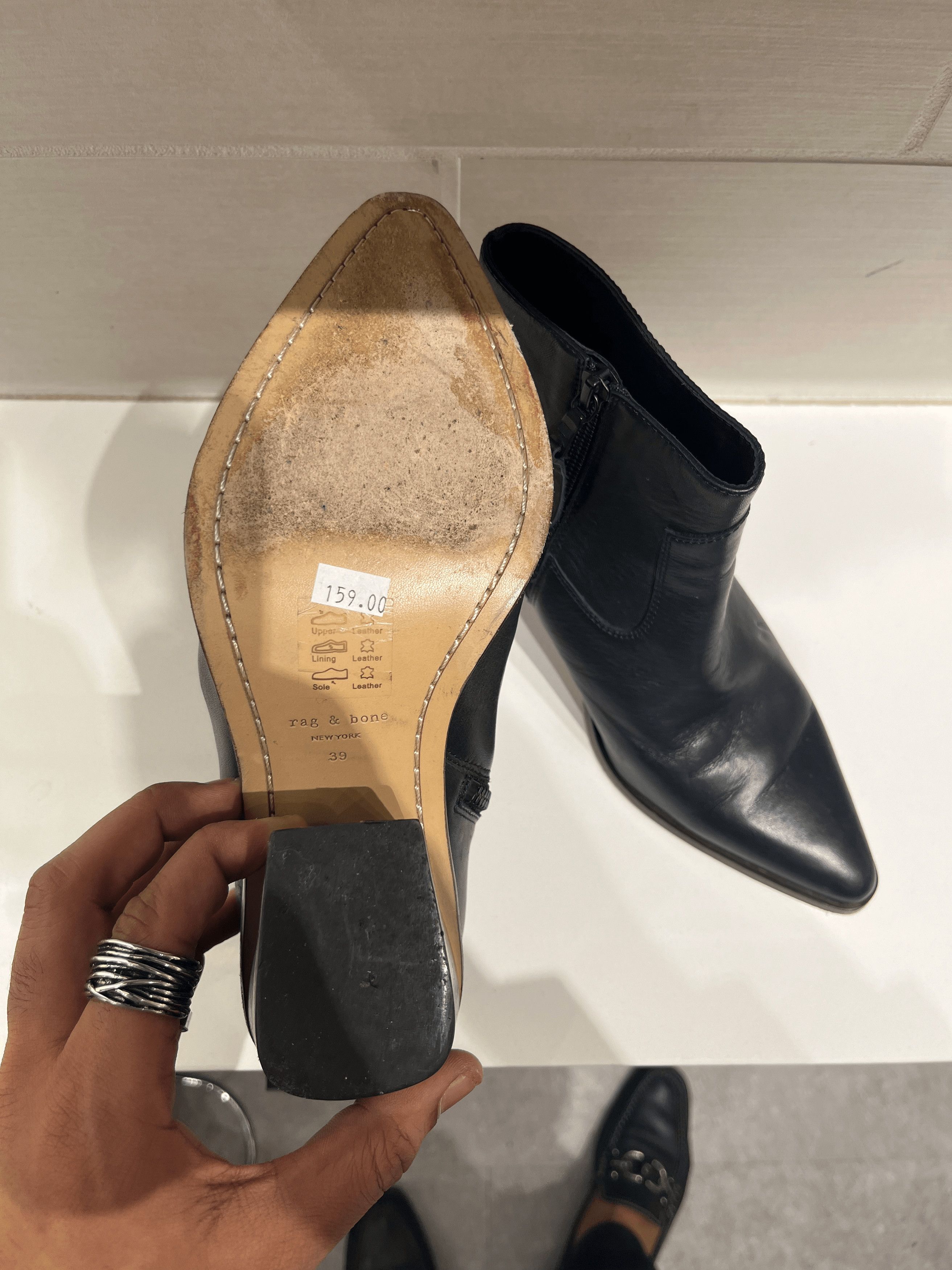 Rag & Bone Rag & Bone Black Leather Pointed Toe Razor Boot Size US 8.5 / IT 38.5 - 3 Thumbnail