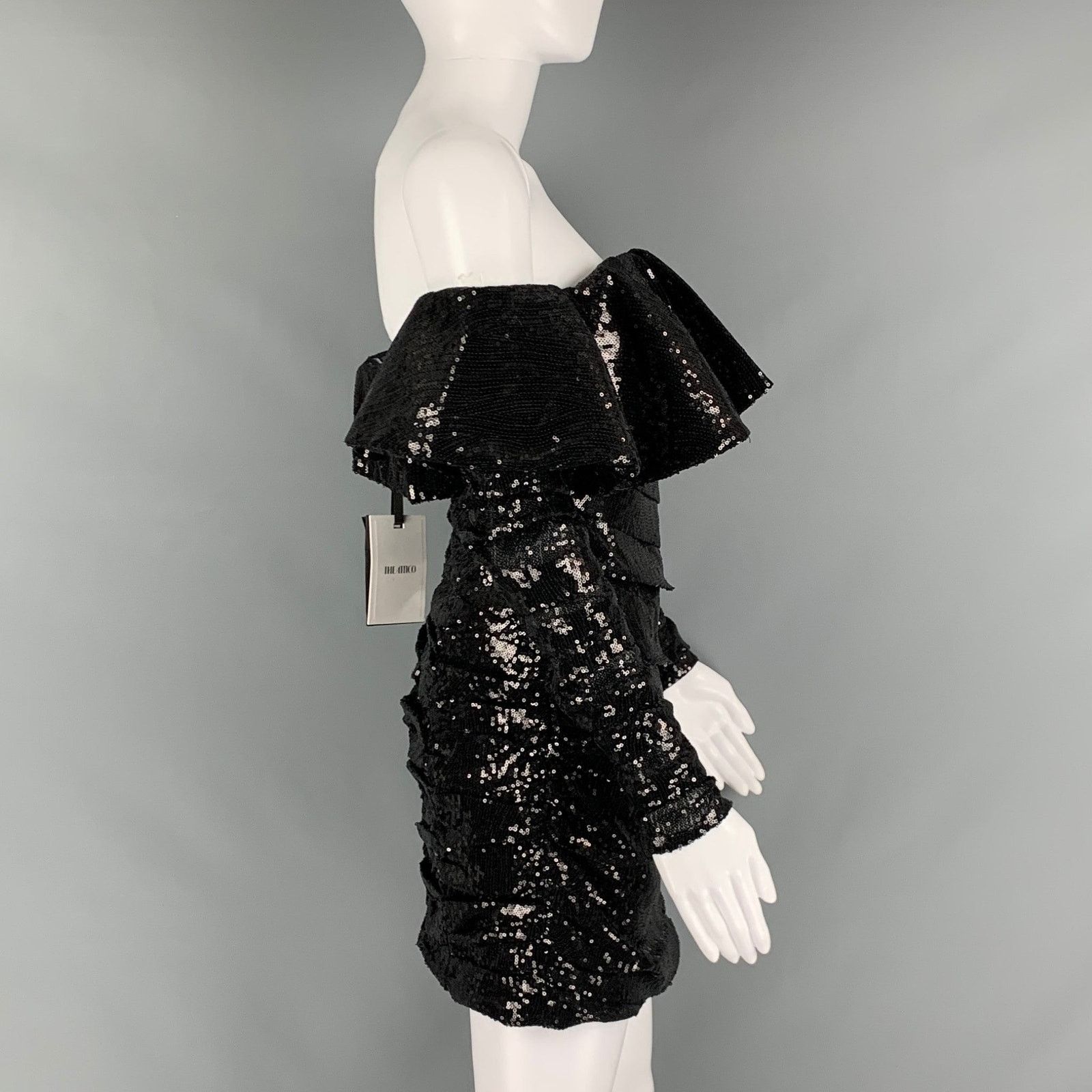 The Attico ATTICO Size 0 Black Polyester Sequined Mini Dress Size XS / US 0-2 / IT 36-38 - 2 Thumbnail