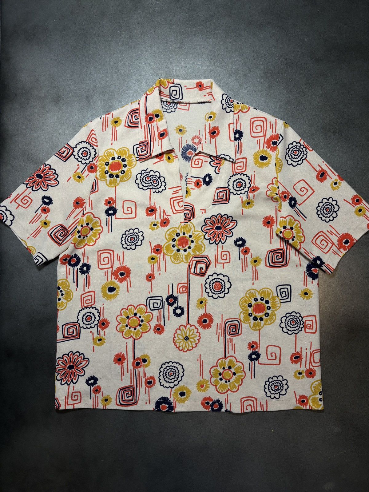 Vintage 1960s Shortsleeve Shirt True Vintage Polo 50s Floral MCM Size US M / EU 48-50 / 2 - 7 Thumbnail