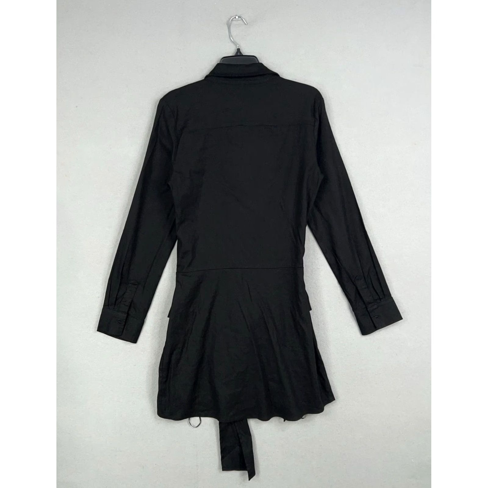 MONROW Monrow Dress Womens Large Black Linen Wrap Shirt Dress Minimalist Resort Capsule Size L / US 10 / IT 46 - 7 Thumbnail