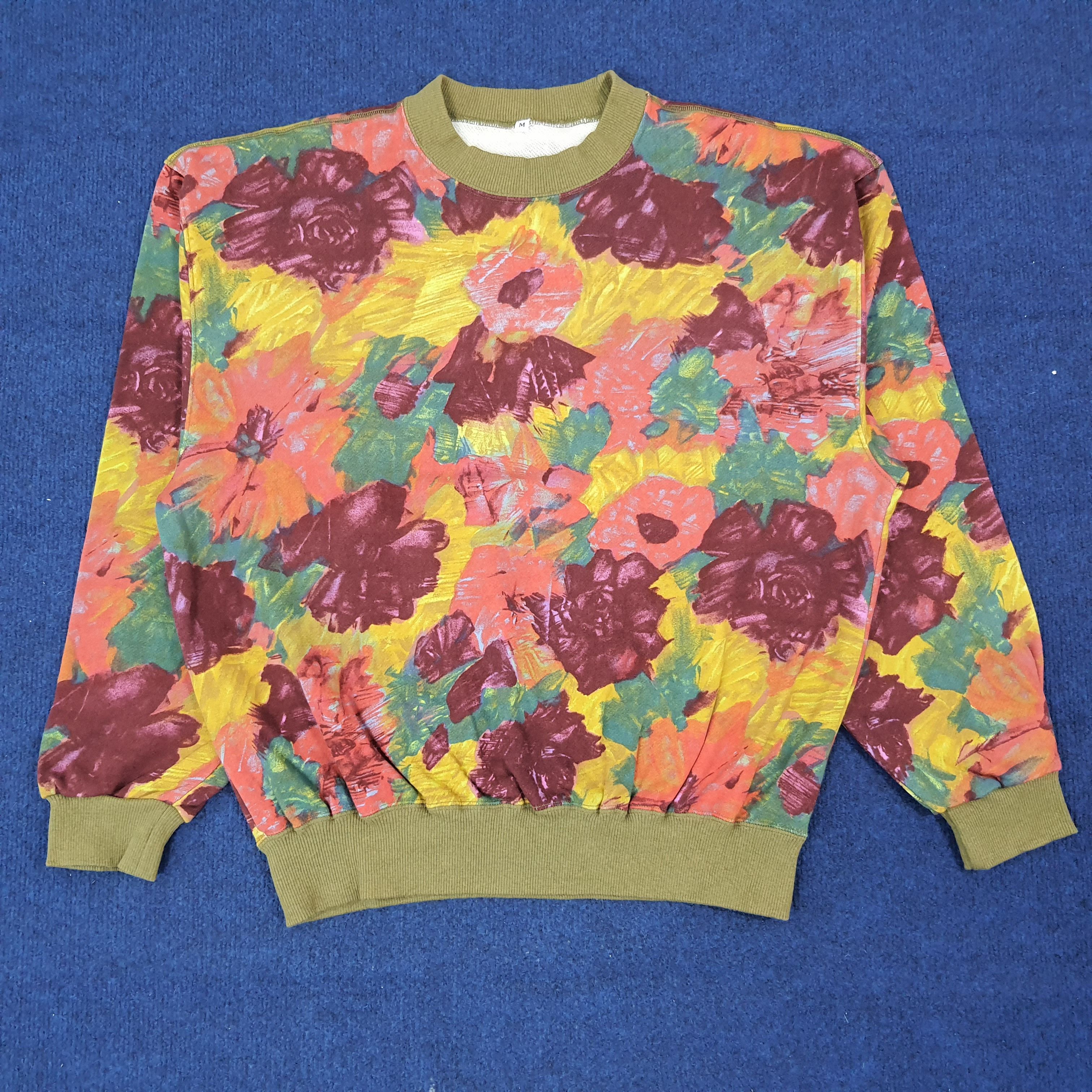 Vintage Vintage Flower Art Overprint Sweatshirt C271N27 Size US M / EU 48-50 / 2 - 1 Thumbnail