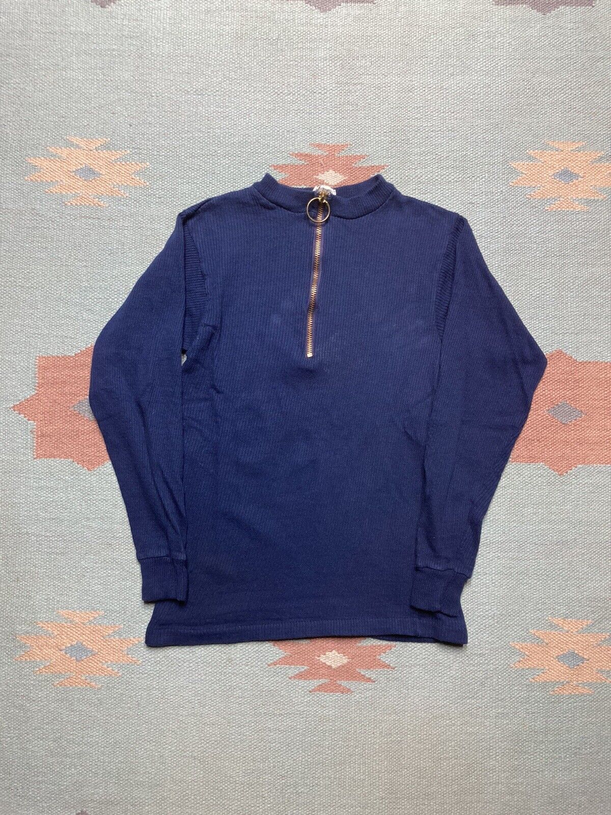 Vintage VTG 60s shirt ribbed cotton half zip mod boys 16 women XS Size XS / US 0-2 / IT 36-38 - 1 Thumbnail
