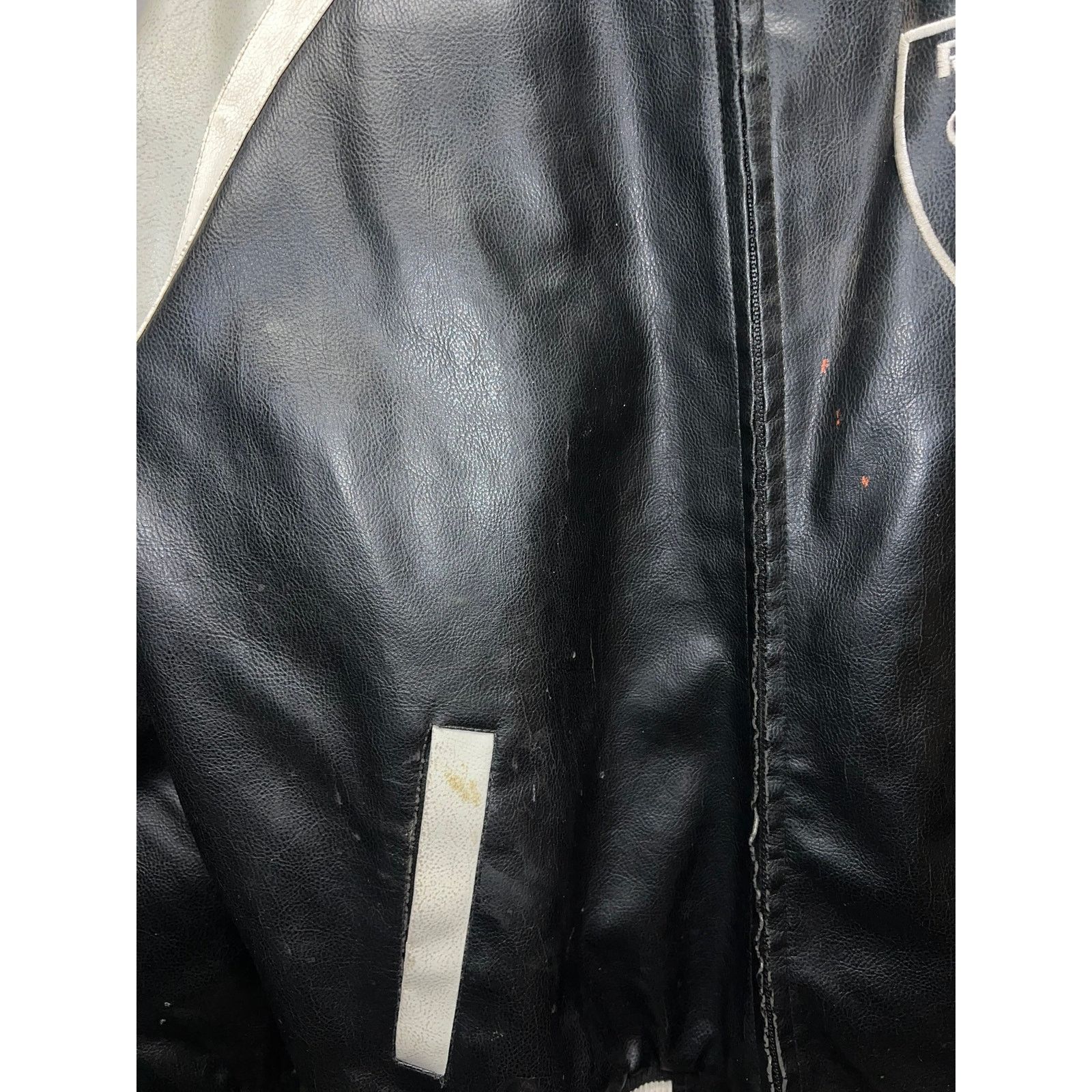 Vintage NFL Oakland Raiders Leather Jacket Football Stained Large Size US L / EU 52-54 / 3 - 4 Thumbnail