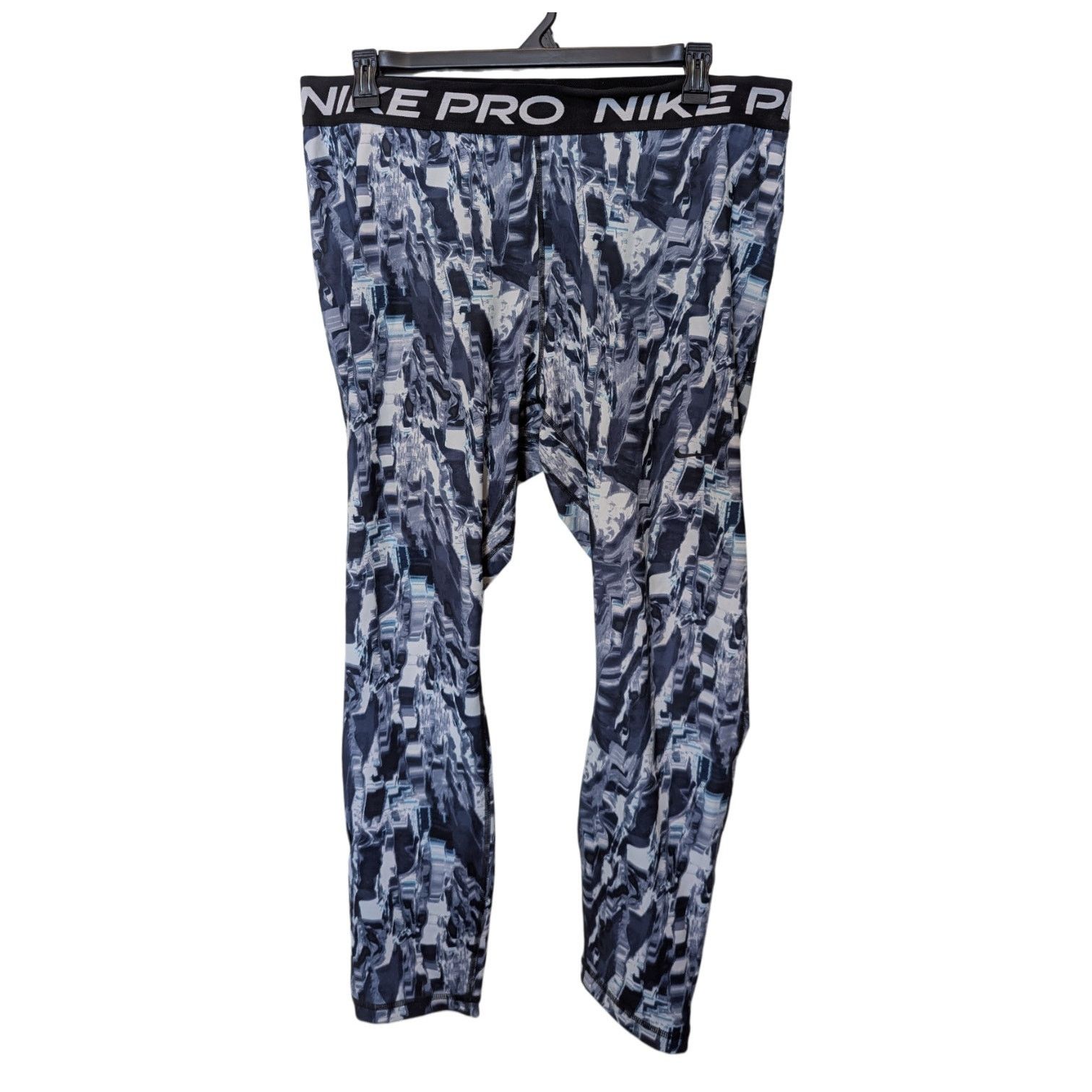 Nike Nike Dri-Fit Grey Blue Graphic Marbled Ice Pro Leggings 2XL Size 40" / US 18 - 3 Thumbnail