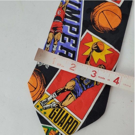 WWF Vintage Men's Silk Necktie Basketball Print Tie Addiction Size ONE SIZE - 2 Thumbnail