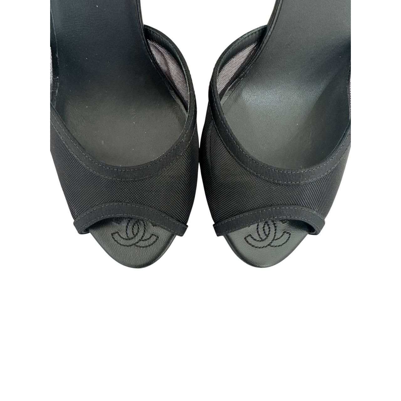 Chanel Chanel Black Canvas & Leather D'Orsay Pumps Sz. 40 Size US 9 / IT 39 - 5 Thumbnail