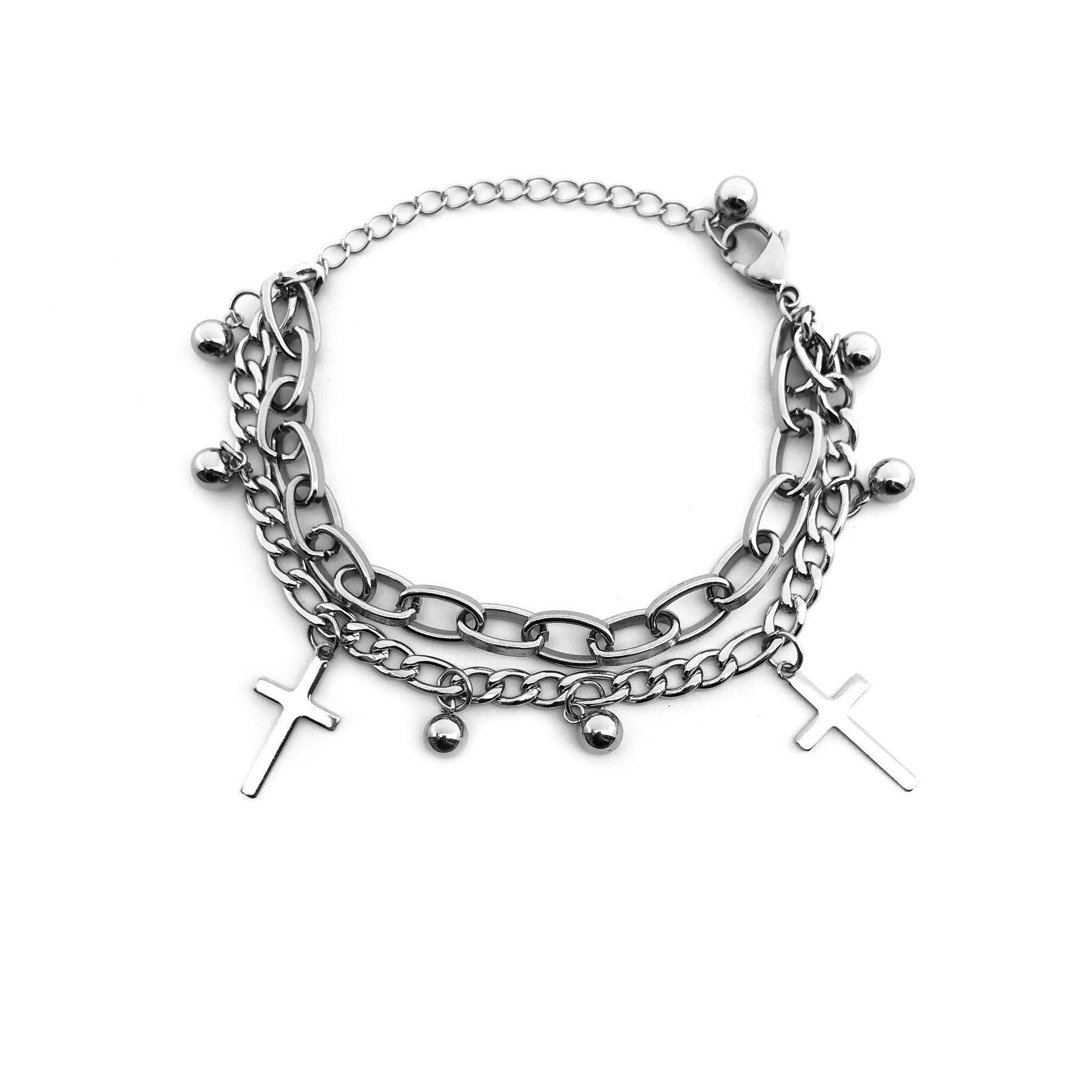 Jewelry Crossroads Layered Bracelet in Silver, Men's
