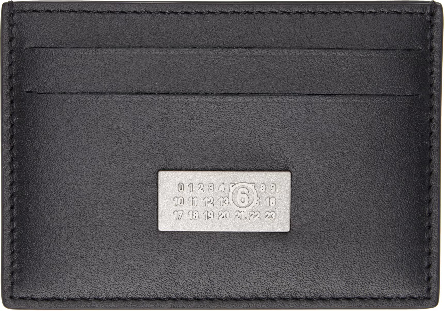 MM6 × Maison Margiela MM6 Maison Margiela Black Leather Card Holder ...