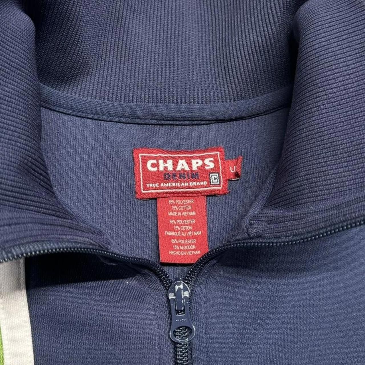 Chaps × Vintage VTG Y2K Chaps Denim Striped Zip Up Track Jacket Size US L / EU 52-54 / 3 - 7 Thumbnail