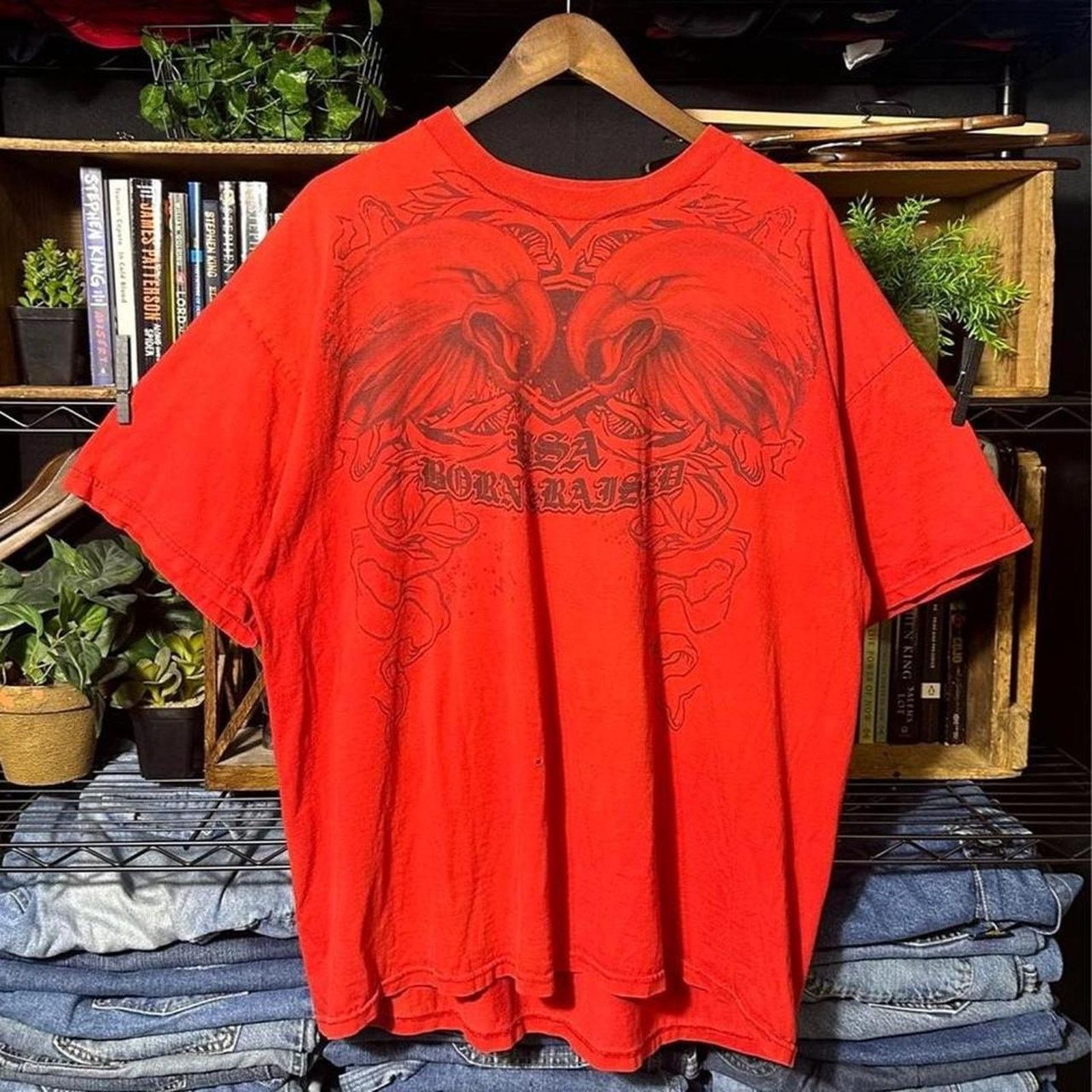 Alstyle Y2K Grunge USA Bald Eagle Tee Men 2XL Red Black Shirt Size US XXL / EU 58 / 5 - 1 Thumbnail