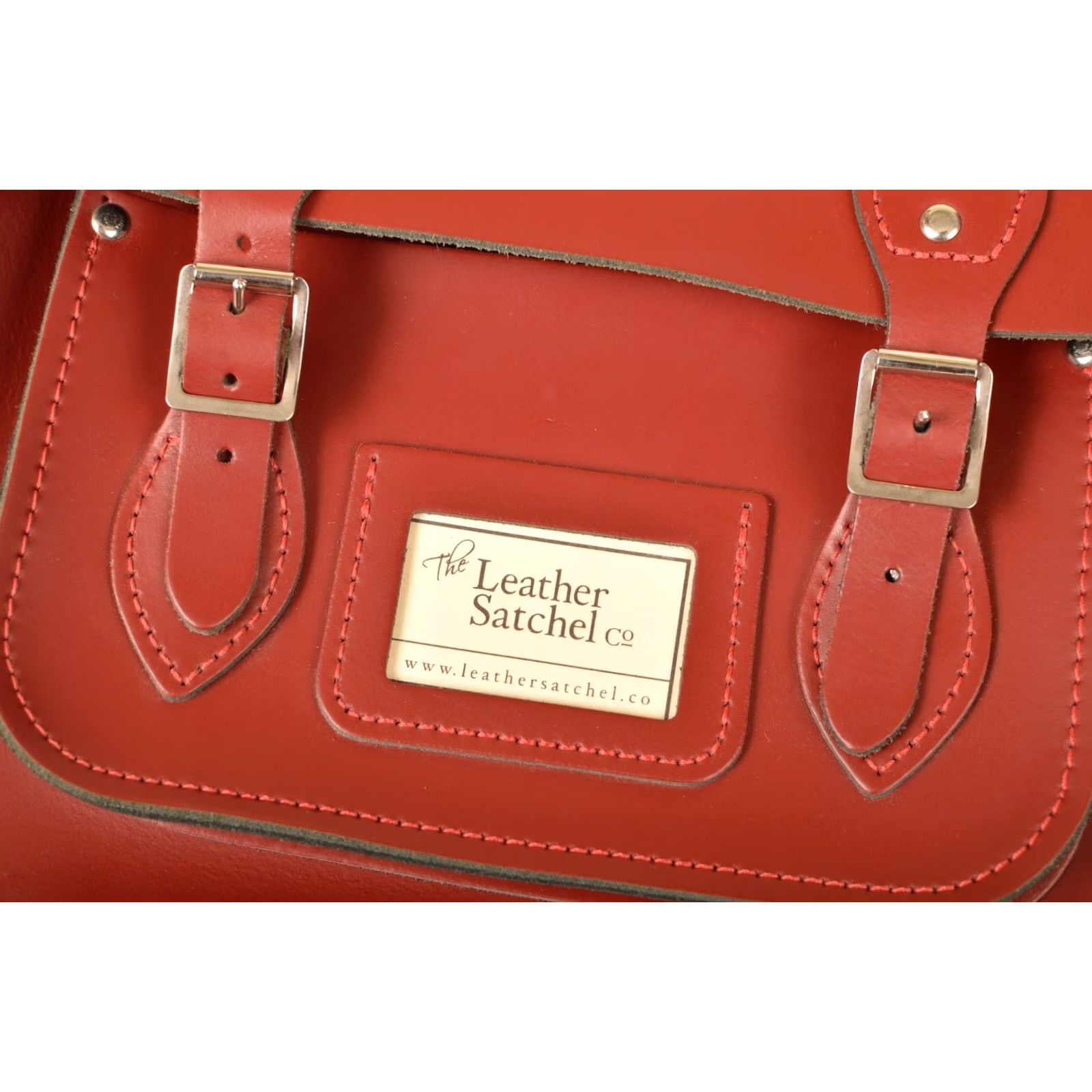 Vintage The Leather Satchel Company Classic Red Leather Satchel Shoulder Crossbody Bag Unisex Adults Leather Red Crossbody Bag Mens Womens Size ONE SIZE - 3 Thumbnail