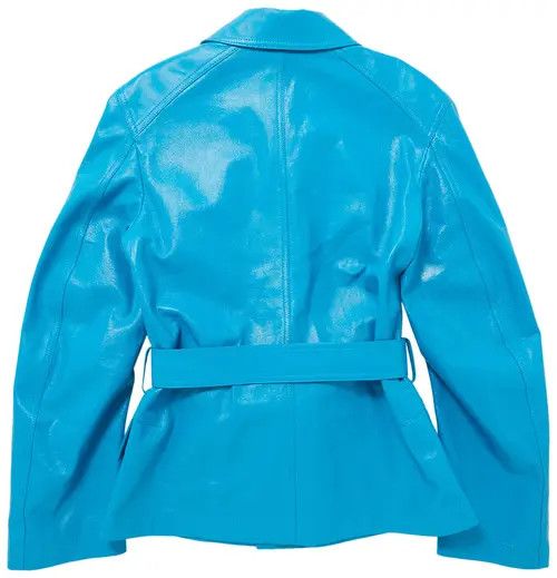 Bottega Veneta o1w1db10825 Shiny Leather Jacket in Pool Blue Size S / US 4 / IT 40 - 2 Thumbnail
