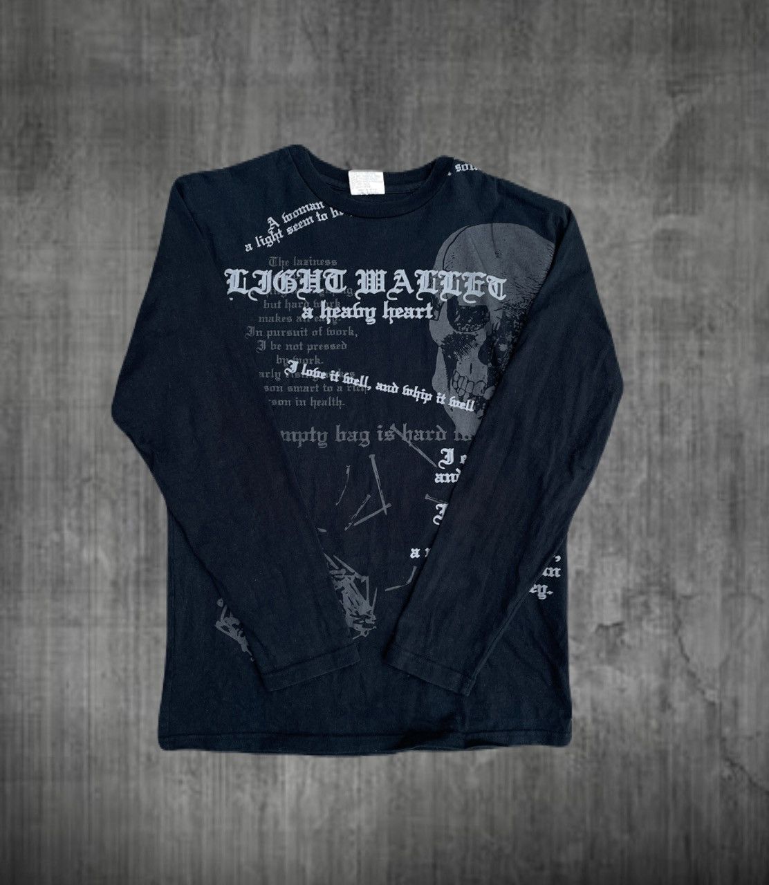 2000s Japanese archive Skull Poem Long Sleeve Tee Vkei Y2K