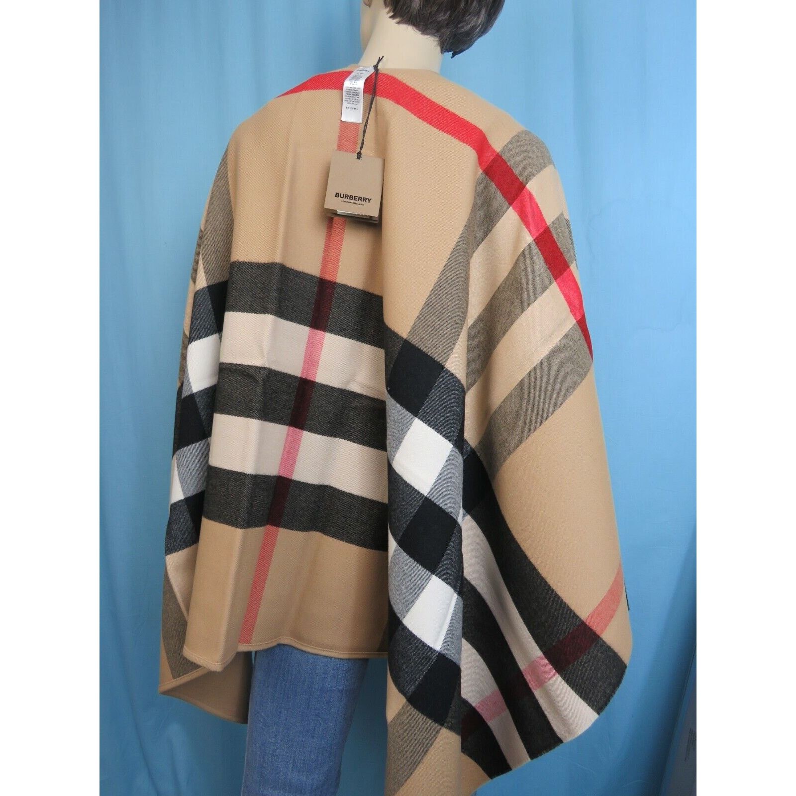 Burberry BURBERRY CHARLOTTE CAMEL WOOL CHECK REVERSIBLE PONCHO ITALY Size ONE SIZE - 4 Thumbnail