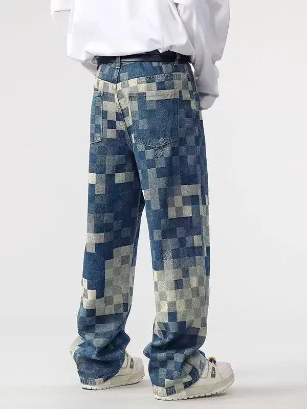 VIBE Vintage Street Hip Hop Mosaic Loose Casual Jeans Size US 36 / EU 52 - 5 Thumbnail