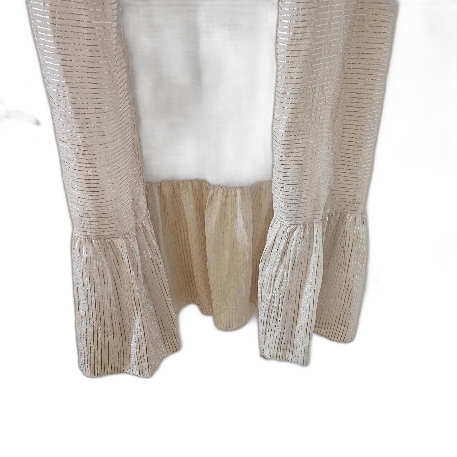 Designer Elegant Beige Striped Kimono Cardigan with Flared Sleeves Size XXL / US 16-18 / IT 52-54 - 4 Thumbnail