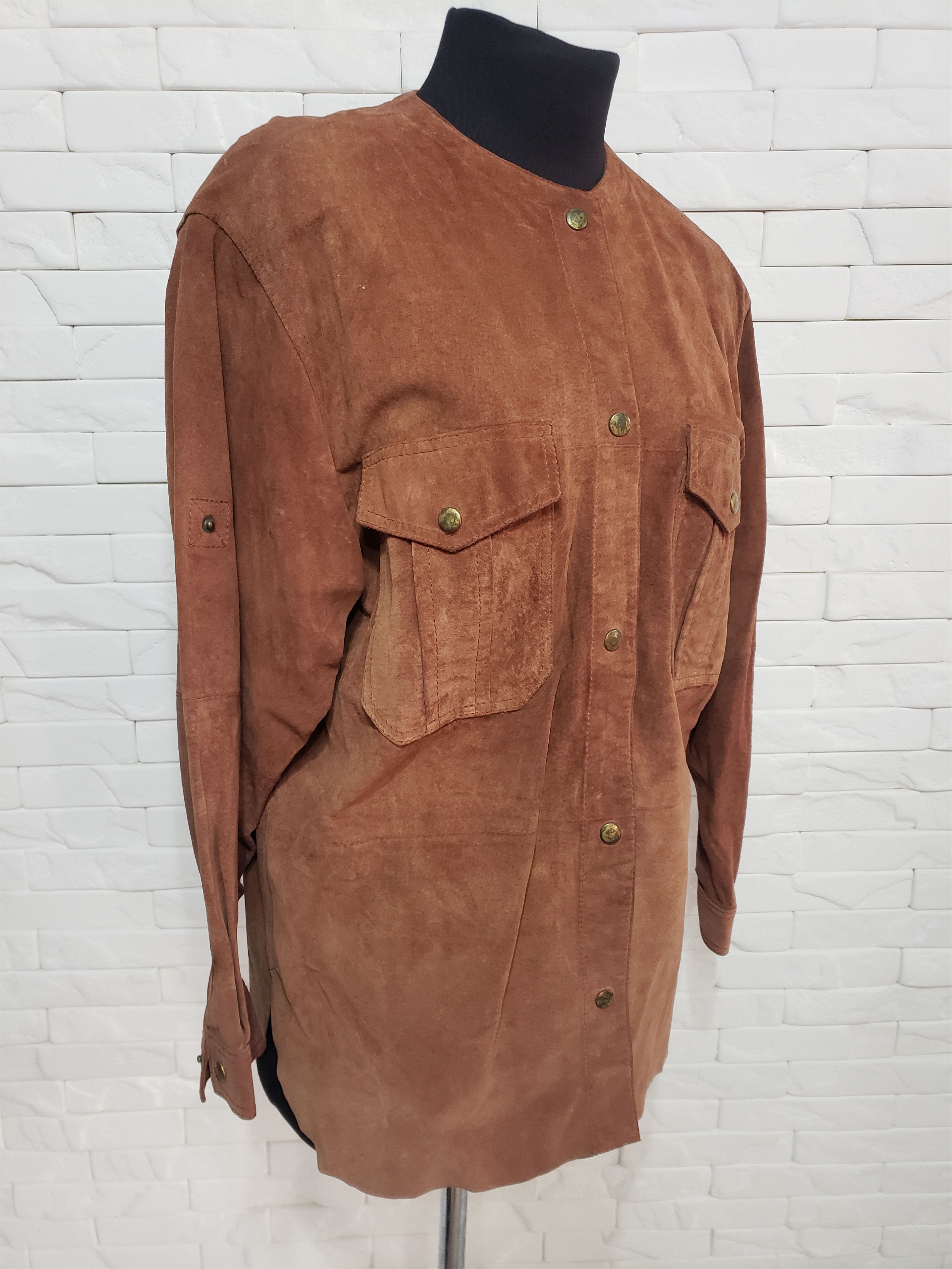 Genuine Leather Stylish women's shirt made of genuine suede. Size XXL / US 16-18 / IT 52-54 - 3 Thumbnail